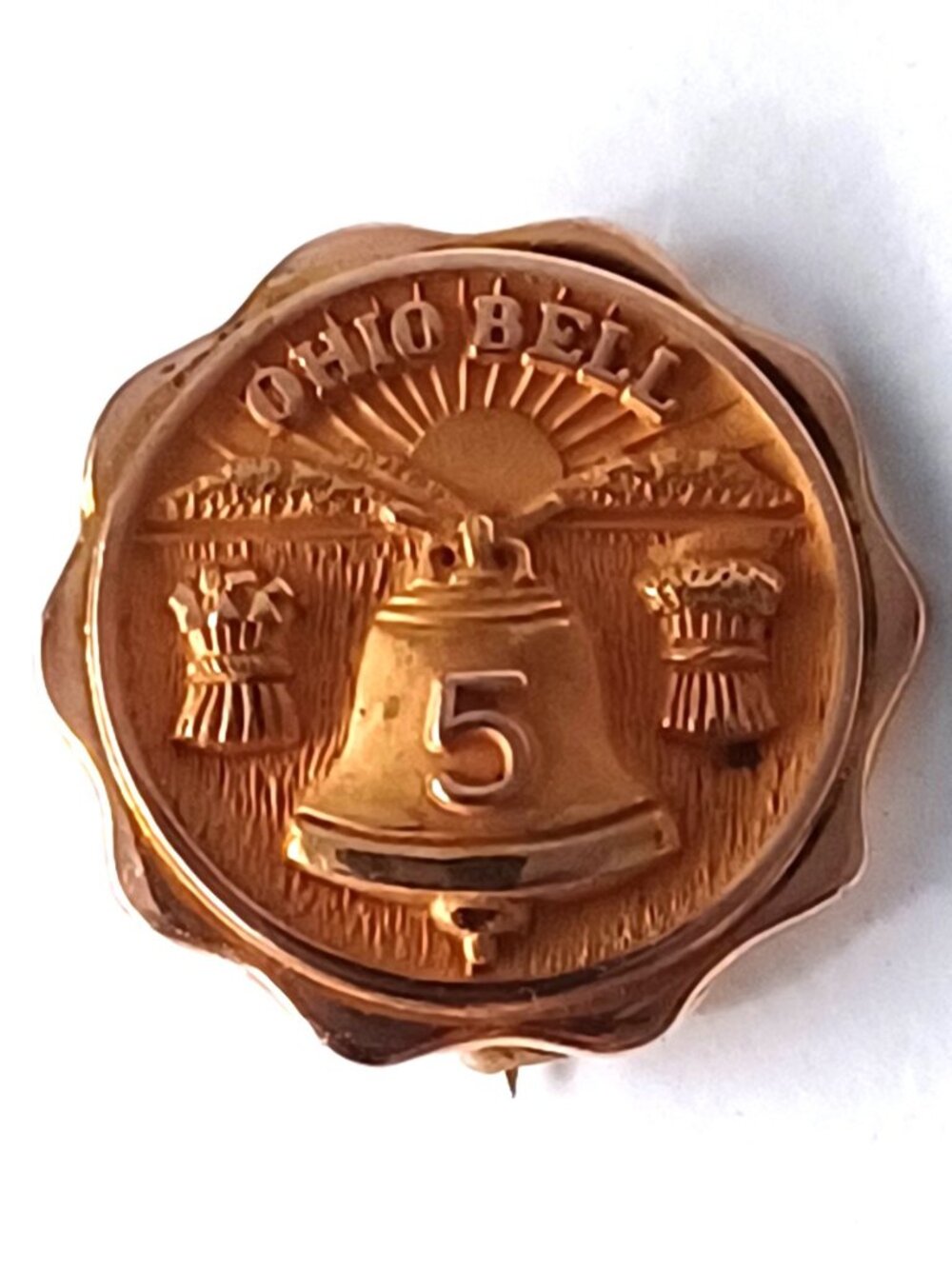 Vintage Ohio Bell Pin 5 Year Award Marked T 10K TOP 1950s Has Gold 1950s